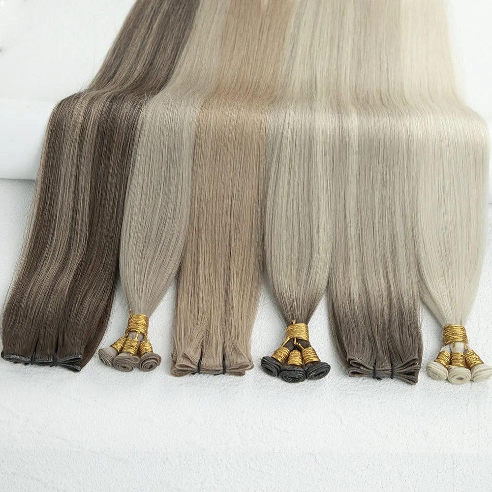 Double Drawn Russian Genius Handtied Weft Hair Extensions Newest Genius Russian Weft Human Hair