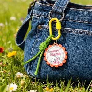 Portachiavi Personalizzato Promozionale per Pasqua con Corda da Arrampicata, Portachiavi Personalizzato in Acrilico a Forma di Coniglio Pasquale - Product Image 1