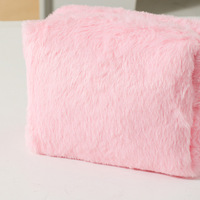 Sac cosmétique octogonal en peluche de couleur unie, sac de rangement pour produits de soin de la peau, sac de rangement pour cosmétiques de voyage