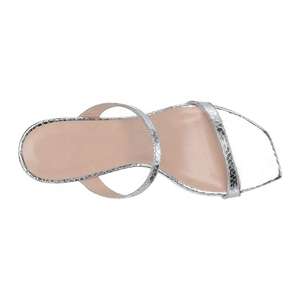 Trendy Silver Snake Metallic Skin Two Strap Stiletto Heels Scarpe Donna <span class=keywords><strong>Sandalias</strong></span> de tacón sexy para mujer - Product Image 2