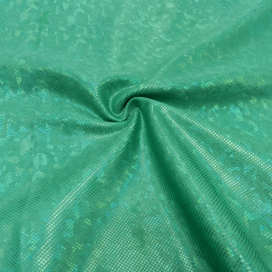 Tessuto elasticizzato a 4 vie in Spandex flessibile lucido in oro verde colorato all'ingrosso per il nuoto