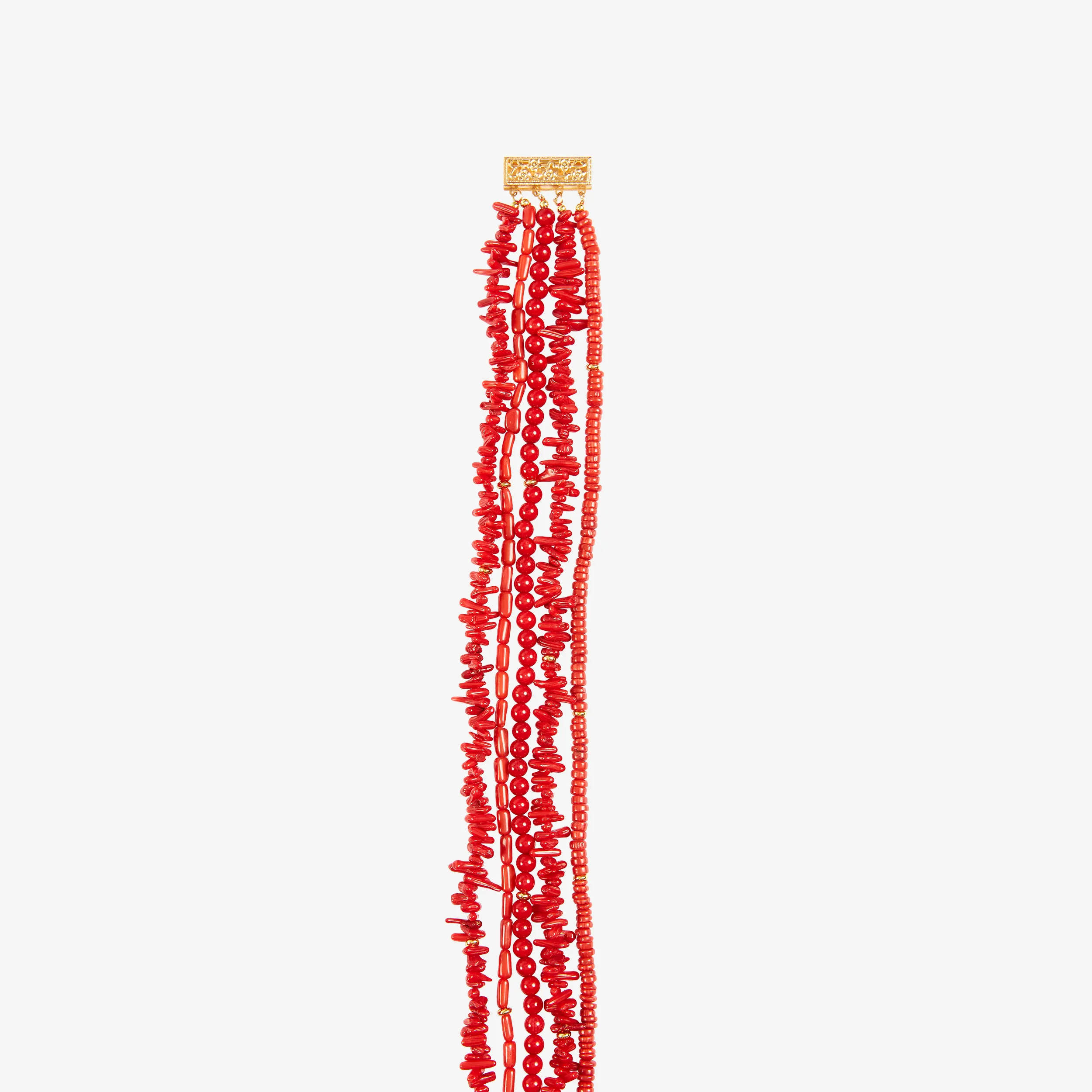 WW Original Design Red Coral Fashionable Auspicious Multi-layer Necklace