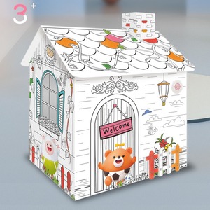Maison de Graffiti 3D DIY, Jouet de Dessin pour Enfants, Maison en Papier à Colorier pour Enfants, Jouet Maison Puzzle 3D DIY, Rouleau de Graffiti - Product Image 1