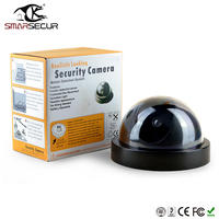 Cámara de Seguridad Ficticia SMARSECUR 01cctv con Luz LED Roja Intermitente, para Exteriores, Advertencia de Seguridad para el Hogar, Color Negro