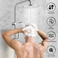 Ensemble de pommeau de douche haute pression chromé de luxe Leelongs avec support mural à installation rapide