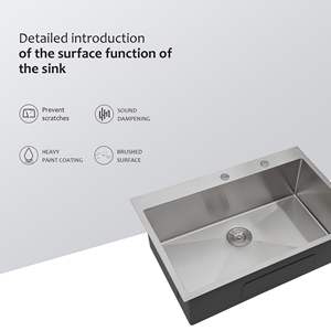 Fregadero de cocina DB de acero inoxidable 304 de 33x22 pulgadas, grifo de lavabo de un solo cuenco de calibre 16, no incluido - Product Image 2