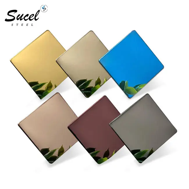 Sucel Bn-ms01 0.5mm-3mm Decorative 201 304 316 Pvd Gold Color 8k Polished Mirror Finish Stamped 4x8 316 Stainless Steel Sheet