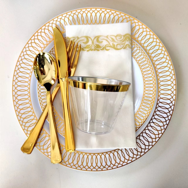 350 Pieces White with Gold Rim