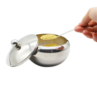 Accessoires de cuisine Sel Sucre Pot de stockage Assaisonnement Bol à épices Conteneur 150ml Sucrier en acier inoxydable 304 avec couvercle Cuillère