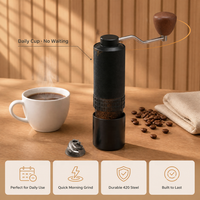 Moulin à café manuel efficace à broyage CNC 420 en acier de haute précision, sans blocage des grains, manivelle coudée, portable et réglable, directement de l'usine