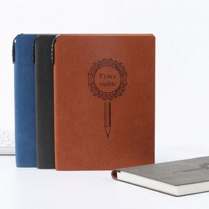 Carnet de notes professionnel A5 en cuir PU, couverture rigide, porte-stylo épais, 100 feuilles, reliure cousue, logo personnalisé, pour le bureau - Product Image 4