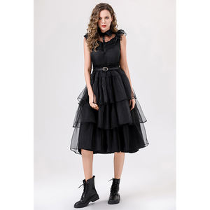 Disfraz familiar Vestido de gasa negro Estilo de Halloween Disfraz de espectáculo de bruja Vestido de vampiro para mujer - Product Image 5