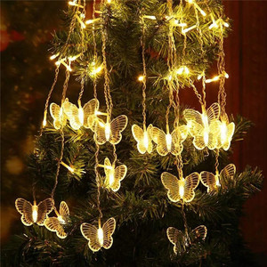 Hada de Navidad 8 modos Led cadena carámbano ventana cortina lámpara mariposa guirnalda decoración interior Halloween boda - Product Image 1