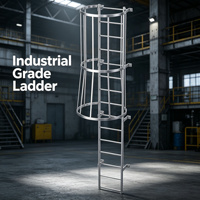 Échelle de sécurité en acier galvanisé avec marches en acier inoxydable SS304, accès vertical industriel pour usine, entrepôt, silo, toit, tour