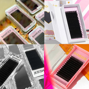 Fibra de alta calidad. 03 Cachemira negra mate Volumen esponjoso oscuro Faux Mink Easy Fan Bandeja para extensiones de pestañas - Product Image 3