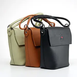 Tas bahu merek wanita tas tangan Logo kustom untuk merek terkenal tas kulit wanita tas tangan