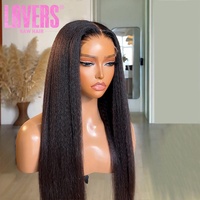 Perruques Lace Front Kinky Straight Abordables en Cheveux Humains, Perruques Frontales 360 Sans Colle Full HD, Perruques Brésiliennes en Cheveux Humains pour Femmes Noires