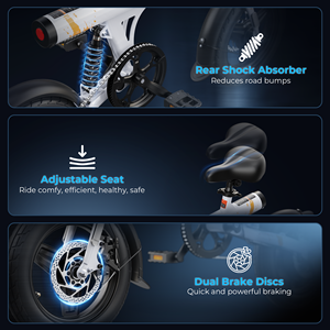 Xe đạp điện gấp VAVRUN 14 inch, động cơ 250W, khung thép carbon, giảm xóc sau, phạm vi hoạt động 45km, thích hợp cho đi trong phố và công viên - Product Image 4