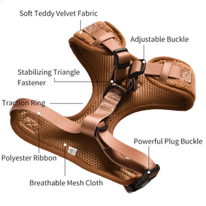 2026 produk baru Premium kustom Logo desainer mewah nyaman hangat Teddy Velvet hewan peliharaan anjing memimpin kerah Harness Set tali - Product Image 2