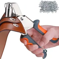 Pince à œillets portative en acier inoxydable avec poignée en plastique pour l'installation de trous de 6 mm/10 mm – Kit de pince à rivets pour œillets et trous d'aération