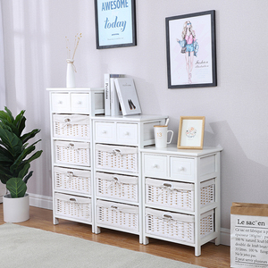 Armadio Vintage Shabby Chic cassettiera marrone <span class=keywords><strong>armadi</strong></span> di stoccaggio per la casa ospedale comodini con cesti intrecciati - Product Image 4