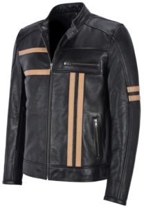 Custom 100% Genuine Black Beige Stripe Milled Leather <b>Men</b>’s <b>Jacket</b> Soft Finish Private Label OEM/ODM Wholesale Premium Outerwear - Product Image 2