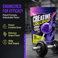 WELLBODY Sucette à la créatine portable, saveur raisin, stimulant pré-entraînement pour la salle de sport, récupération musculaire post-entraînement, complément nutritionnel sportif
