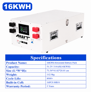 Paquete de Baterías Completo AWT Horizontal 51.2v 280ah 314ah MB31 TK con Generador Solar JK-PB2A16S20P Integrado para el Hogar, Costo de 15kwh 16kwh - Product Image 2