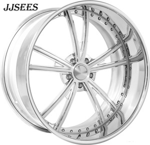 Jjsees ขอบล้ออลูมิเนียมอัลลอย2ชิ้นสีเงินขัดเงาสำหรับรถ Audi รุ่น19 20 21 22 23นิ้ว5X114.3 5X120 5x112 M3 BMW - Product Image 1