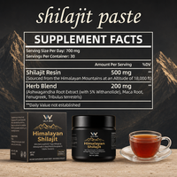 Pâte de résine de Shilajit de l'Himalaya avec Ashwagandha, racine de Maca, acide fulvique, plus de 85 oligo-éléments, OEM, marque privée