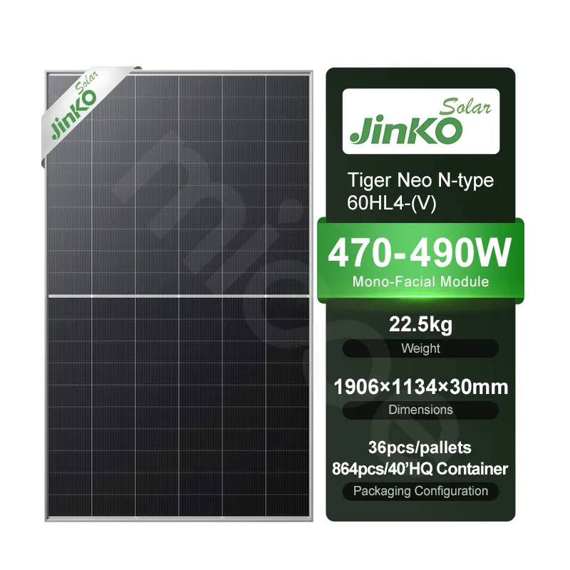 Jinko tigre Neo-N tipo Mono mezza cella 470W 475W 480W 485W 490W Mini pannello solare