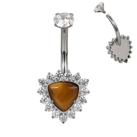 GZN Ensemble de lunette en titane Top CZ avec triangle pierre naturelle Centre Fleur Anneau de nombril Anneau de nombril