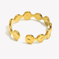 Dreamshow Bijoux de mode minimalistes Bagues Dainty Disc Bague en acier inoxydable plaqué or 18 carats