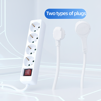 Adaptor Konversi Tembaga Universal Smart Plug, Soket Daya Tahan Lama 4-Arah Model Jerman, Pelindung Lonjakan Arus 3680W untuk Rumah