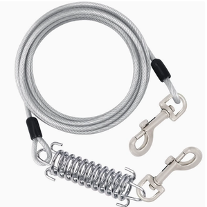 Laisse pour chien en PVC anti-mastication avec fil d'acier, corde extensible, ressort amortisseur, doubles crochets - Product Image 6