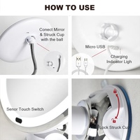 Makeup Mirror with Strong Suction Cup Flexible Gooseneck Lighted Bathroom Vanity Mirror Magnification Touch Sensor Wall Mounted