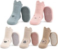 Chaussettes antidérapantes en coton tricoté respirant pour enfants, motif animaux mignons, écologiques, avec grip souple, pour intérieur et extérieur, vente en gros sur mesure