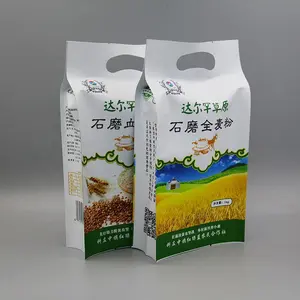 customized printing side gusset handle Kraft white paper pouch maize wheat flour packaging bag 1kg 2.5kg 5kg