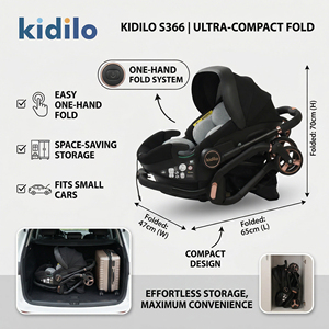 Kidilo S366 Cochecito de Bebé Premium 3 en 1 con Silla de Auto 360° <span class=keywords><strong>para</strong></span> 0-3 Años, Ideal <span class=keywords><strong>para</strong></span> Viajes Familiares y Arabasi Bebek - Product Image 6