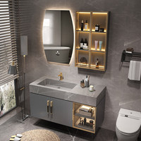 Ensemble de meubles de salle de bain d'hôtel avec miroir Feng Shui classique pliant et dissimulé, en bois massif, résistant à l'eau, avec écran LED