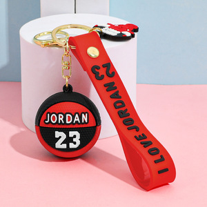 Mini-Basketball Warriors Pendant Keychain PVC Rubber Materials Embossing Printing Customized Cartoon Shape Plastic Key Use