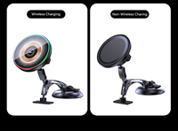 Support magnétique de voiture à charge rapide sans fil 15W professionnel avec base à ventouse et lumière RGB certifié ROHS
