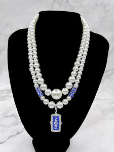 Коллекция 2023 года, греческие ожерелья Sorority ZPB с длинным белым жемчугом, модное ожерелье с подвеской, женское длинное платье - Product Image 2