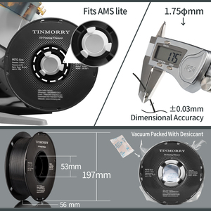 Filamento PETG TINMORRY de 1.75mm, Filamento de Impresión 3D Rápido PETG-Eco, para Impresora 3D FDM Bambu Lab/Creality, 1 Bobina de 1 KG, Negro - Product Image 2