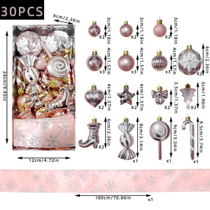 Bola Natal Buatan Tangan 30pcs Bentuk Beragam dalam Kemasan Silinder, Laris untuk Pohon Natal di Rumah dan Acara Liburan - Product Image 3