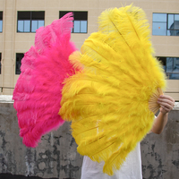 Gelbe große Straußen feder Fans Flauschige Performance Dance Folding Hand ventilator Verschiedene Stile Party Requisiten Stage Show Requisiten Fan