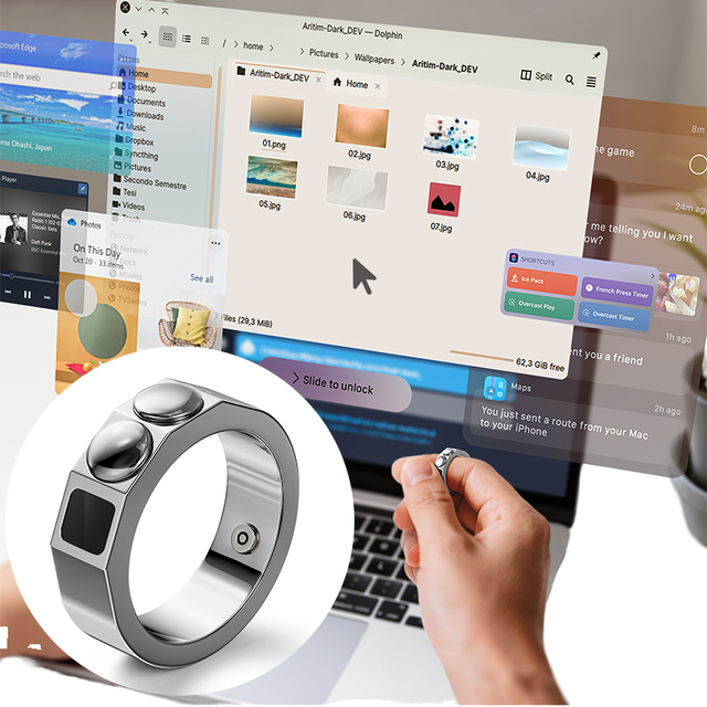 Wholesale Steel Finger-Mounted Wireless Mouse Ring with App Control for Computer Phone Tablet-Touch-Sensitive Gesture Control