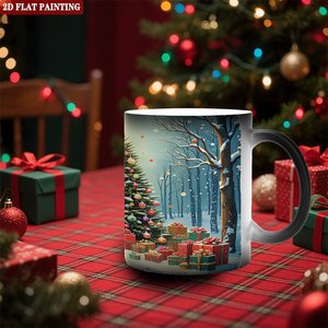 Mug personnalisé noir givré 11oz en céramique sensible à la chaleur, tasse vierge avec motif de Noël - Product Image 2