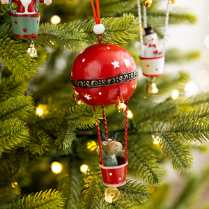 Christmas Decorations Wrought Iron Pendant Old Snowman Elk Hot air <b>Balloon</b> Creative Wind Chime Pendant Christmas Tree Ornaments - Product Image 5