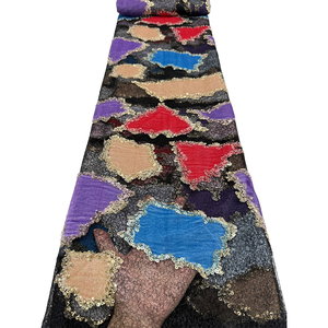 Tela <span class=keywords><strong>de</strong></span> encaje africana geométrica multicolor NI.AI con lentejuelas doradas bordadas, encaje nigeriano <span class=keywords><strong>de</strong></span> tul, encaje Aso Ebi para vestidos <span class=keywords><strong>de</strong></span> fiesta. - Product Image 2